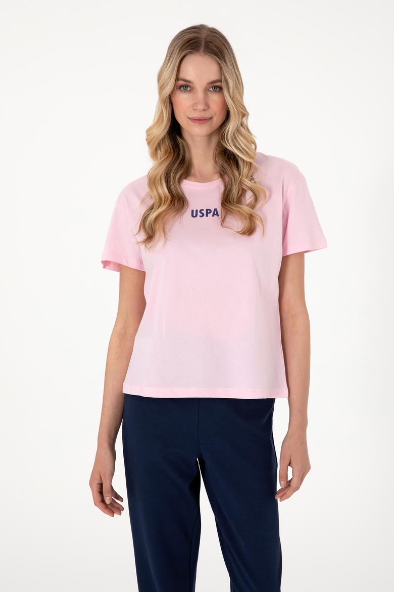 Kadın Açık Pembe Bisiklet Yaka Tişört