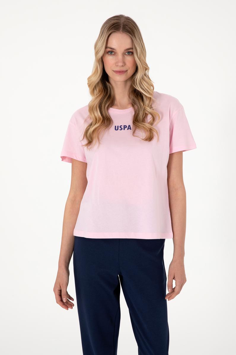 Kadın Açık Pembe Bisiklet Yaka Tişört