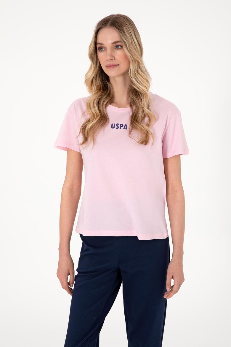 Kadın Açık Pembe Bisiklet Yaka Tişört - 50305824070