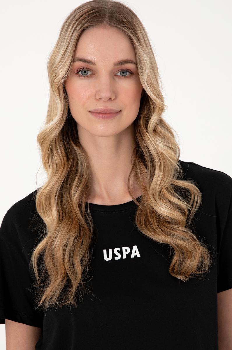 Kadın Siyah Bisiklet Yaka Tişört