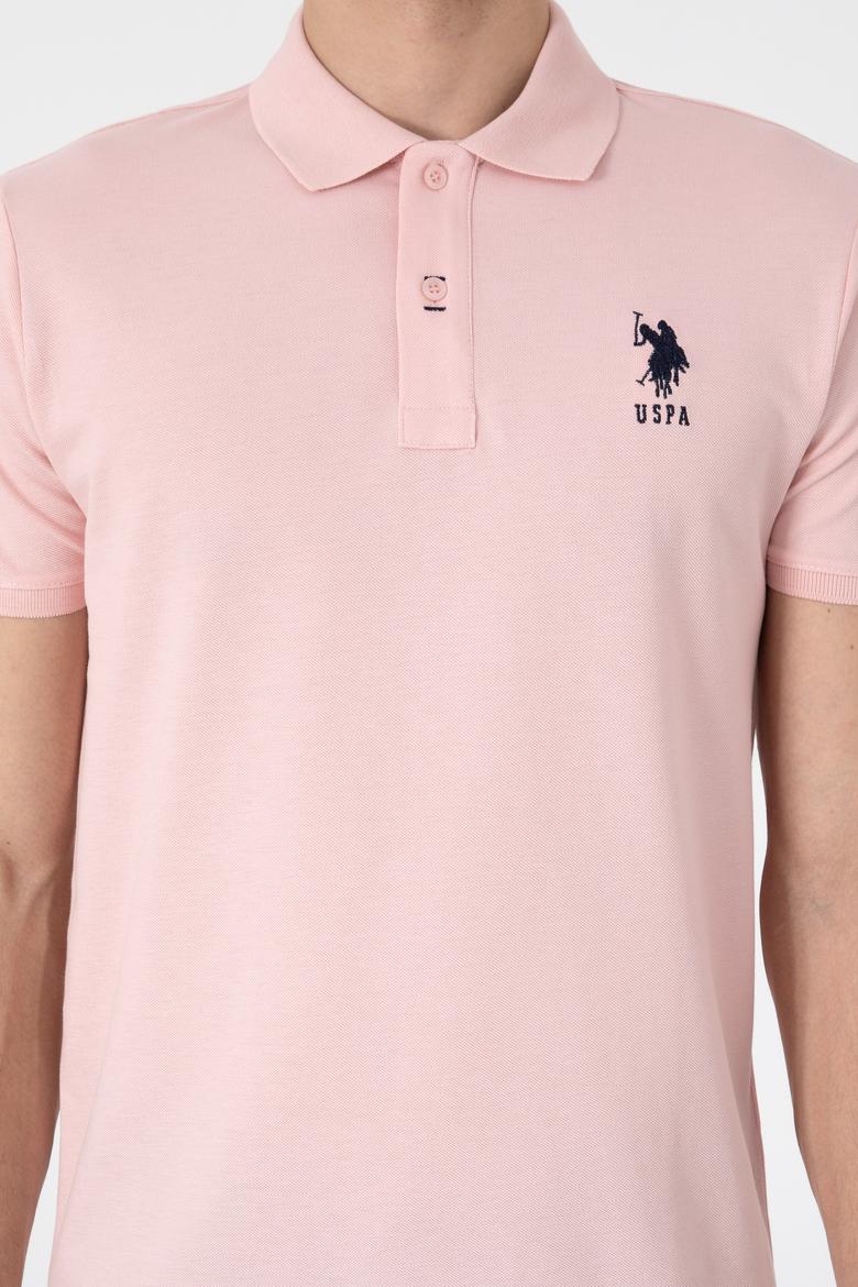 Erkek Slim Fit Polo Yaka Pudra Basic Tişört - 50305929308