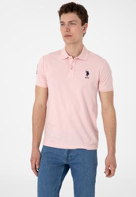 Erkek Slim Fit Polo Yaka Pudra Basic Tişört - 50305929308