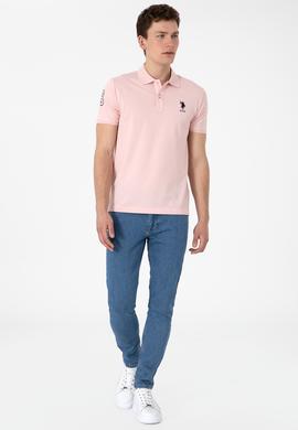 Erkek Slim Fit Polo Yaka Pudra Basic Tişört - 50305929308