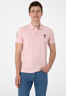 Erkek Slim Fit Polo Yaka Pudra Basic Tişört - 50305929308