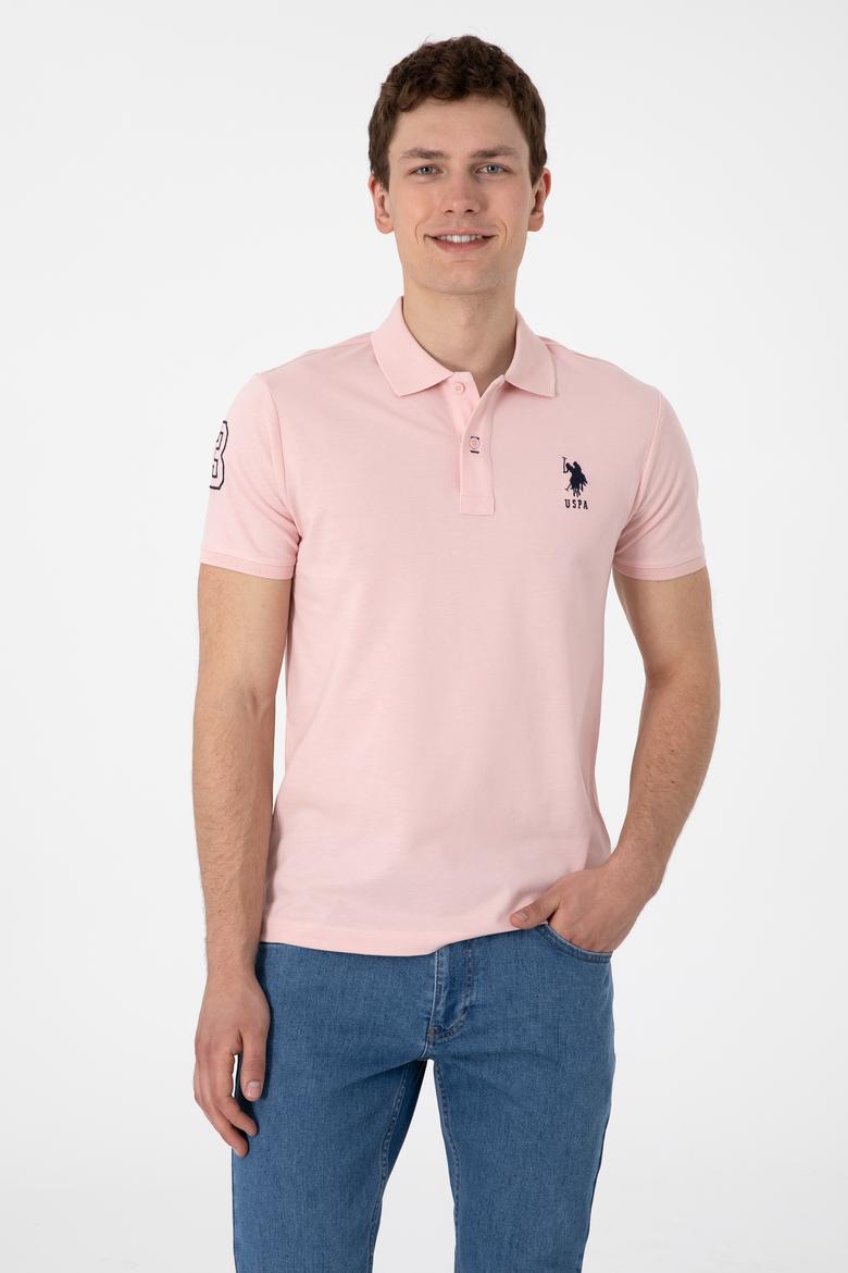 Erkek Slim Fit Polo Yaka Pudra Basic Tişört