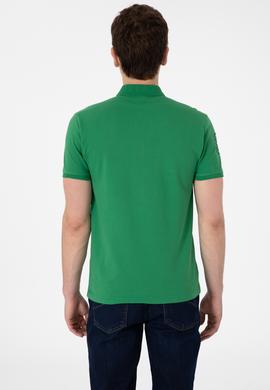 Erkek Slim Fit Polo Yaka Yeşil Basic Tişört - 50305929078