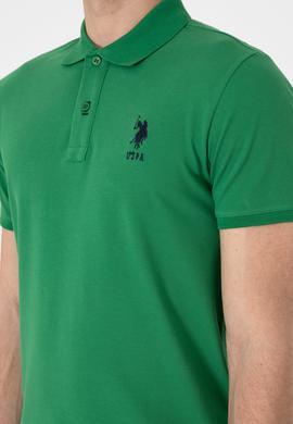 Erkek Slim Fit Polo Yaka Yeşil Basic Tişört - 50305929078