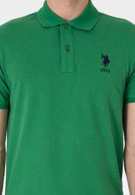 Erkek Slim Fit Polo Yaka Yeşil Basic Tişört - 50305929078