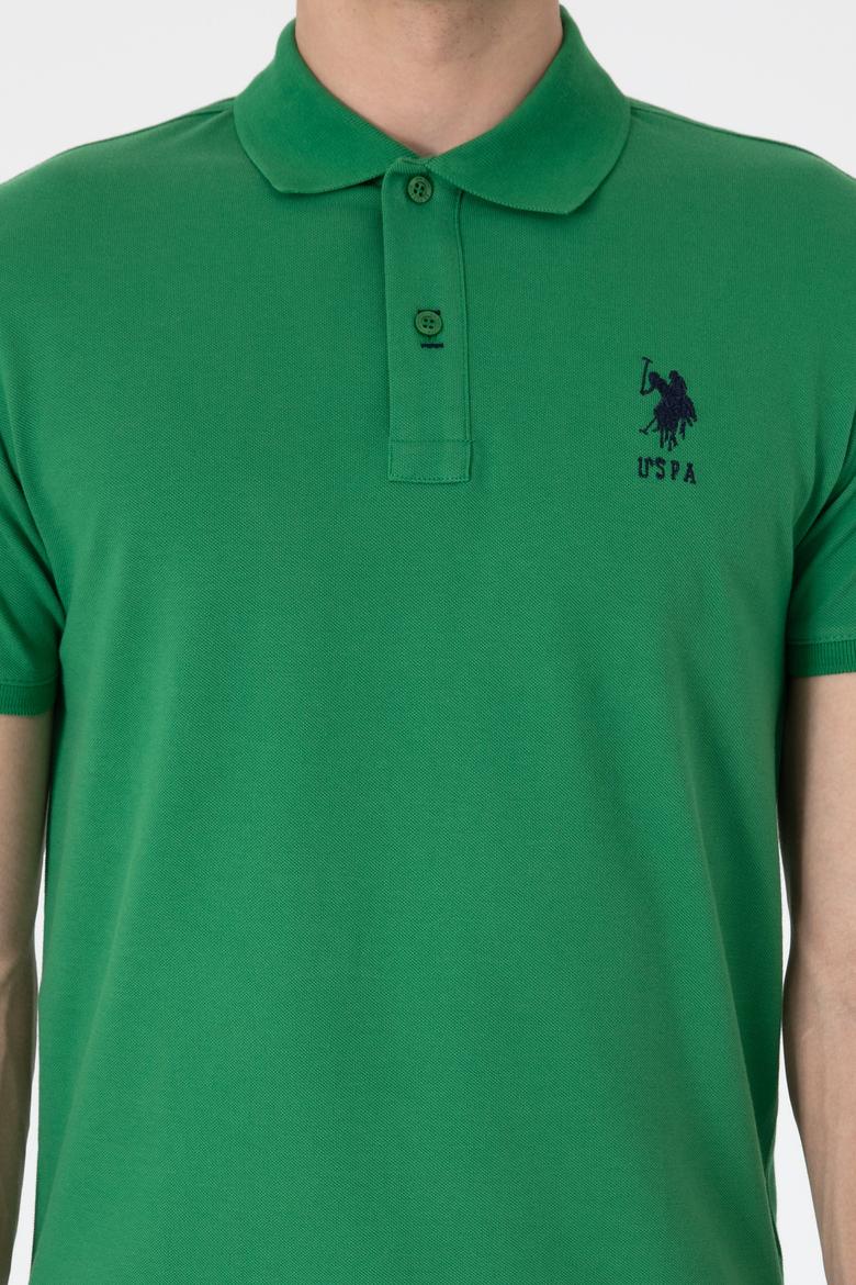 Erkek Slim Fit Polo Yaka Yeşil Basic Tişört - 50305929078