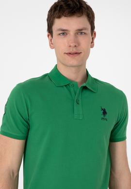 Erkek Slim Fit Polo Yaka Yeşil Basic Tişört - 50305929078