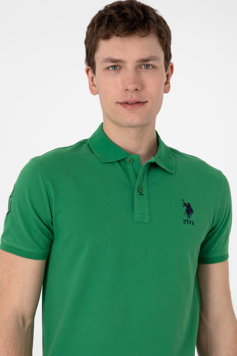 Erkek Slim Fit Polo Yaka Yeşil Basic Tişört - 50305929078