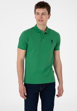 Erkek Slim Fit Polo Yaka Yeşil Basic Tişört - 50305929078