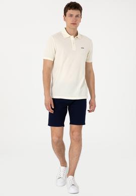 Erkek Regular Fit Polo Yaka Krem Basic Tişört - 50306007341