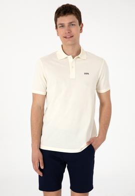 Erkek Regular Fit Polo Yaka Krem Basic Tişört - 50306007341