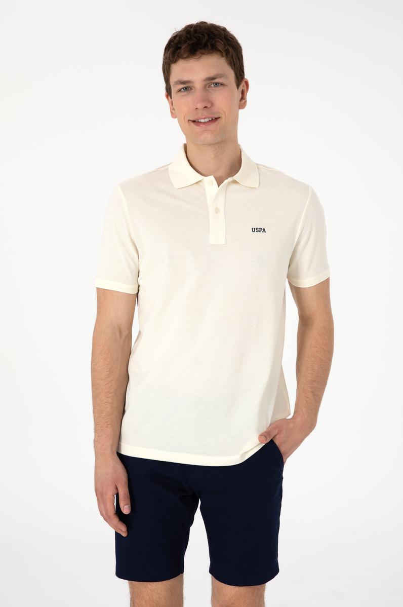Erkek Regular Fit Polo Yaka Krem Basic Tişört