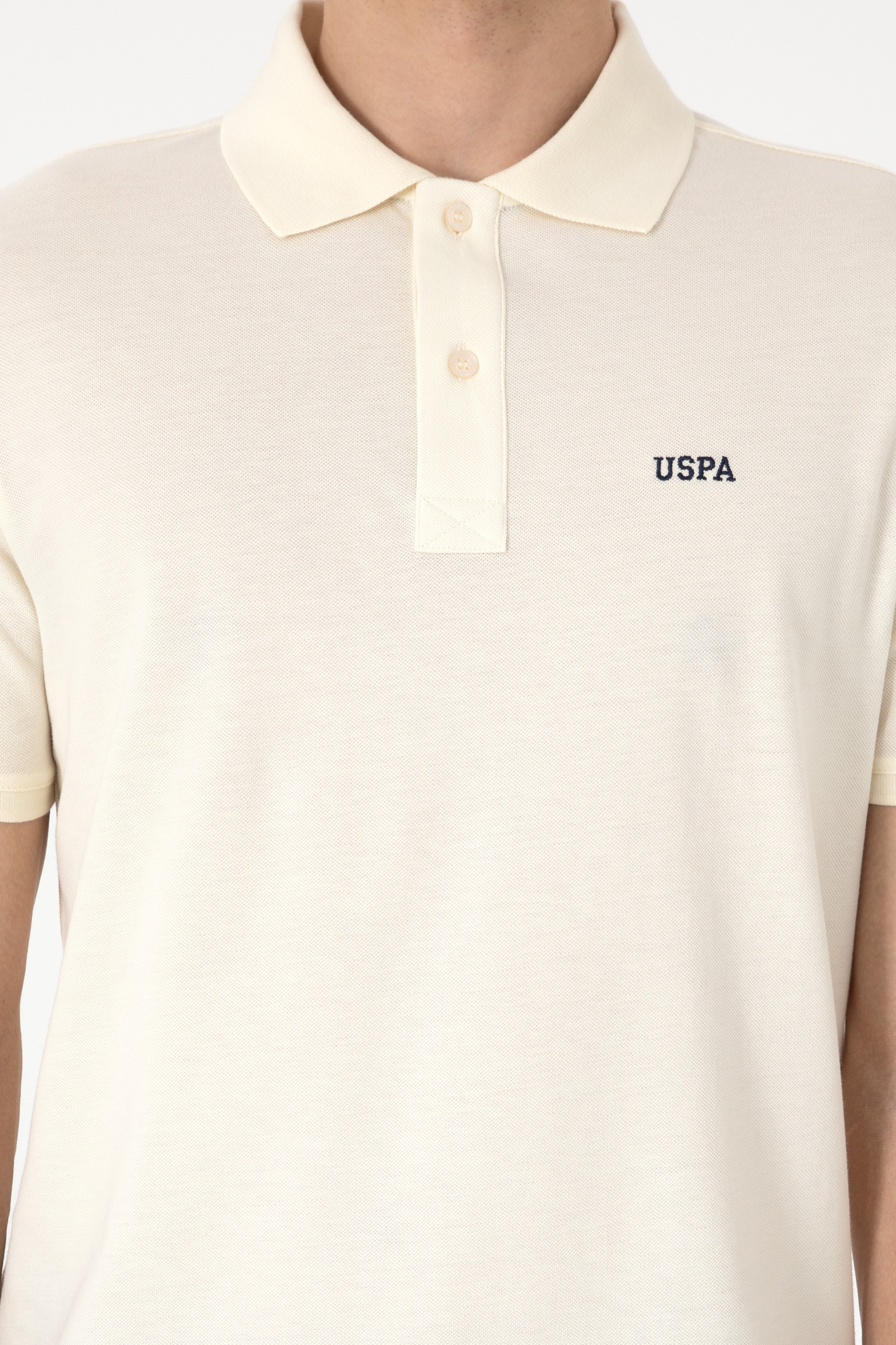 Erkek Regular Fit Polo Yaka Krem Basic Tişört - Image 6