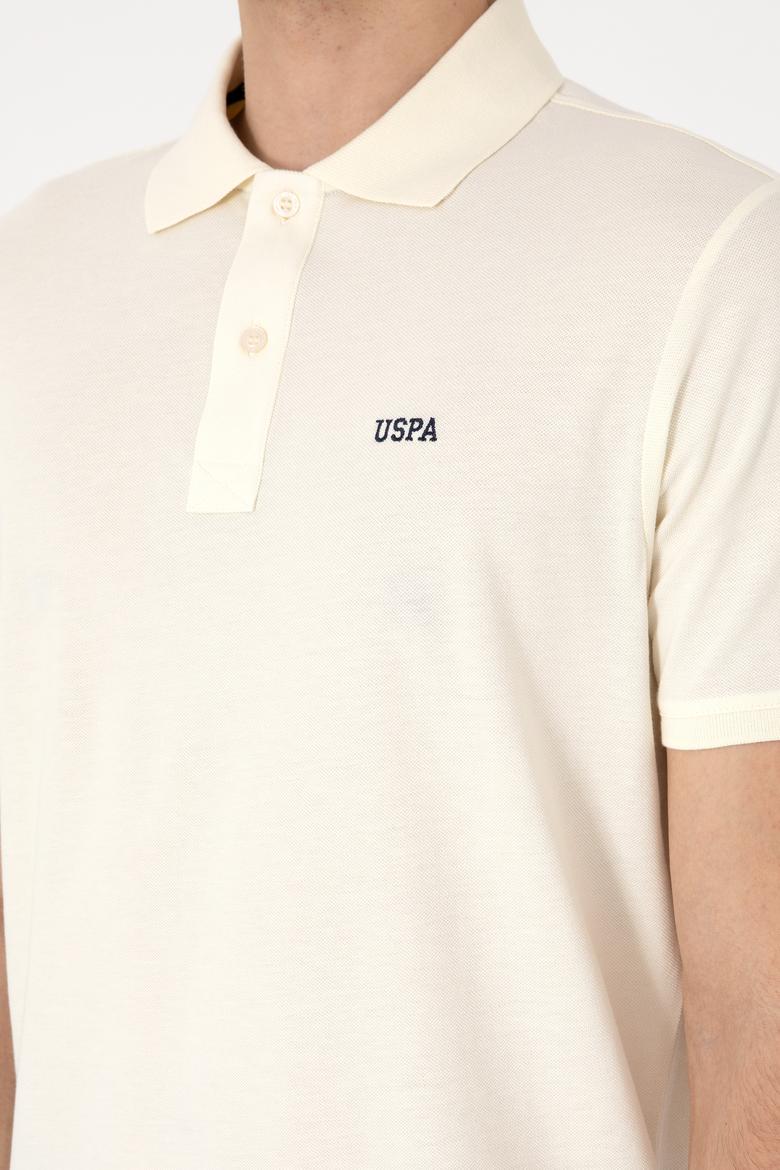 Erkek Regular Fit Polo Yaka Krem Basic Tişört - 50306007341