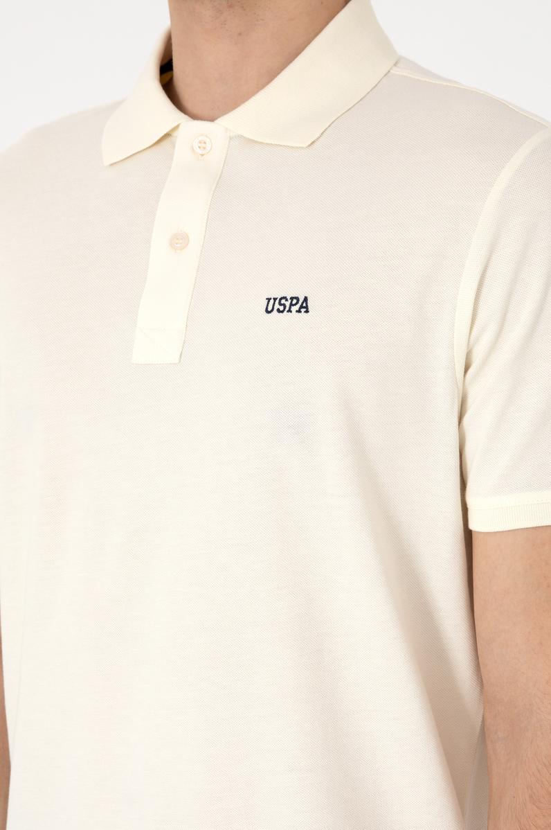 Erkek Regular Fit Polo Yaka Krem Basic Tişört