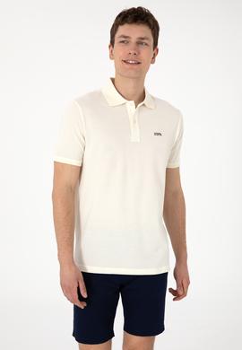 Erkek Regular Fit Polo Yaka Krem Basic Tişört - 50306007341