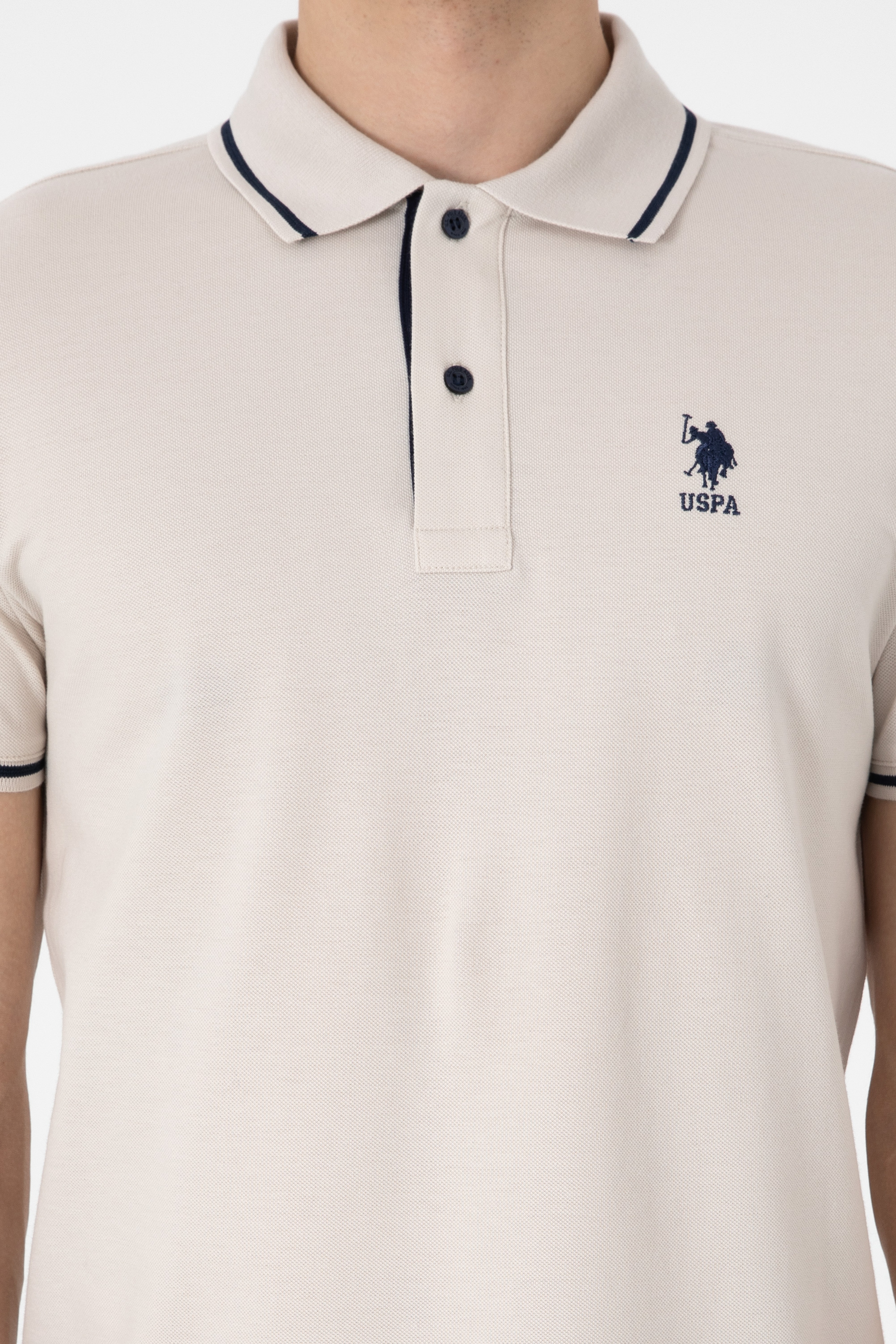 Erkek Slim Fit Polo Yaka Taş Basic Tişört - Image 6