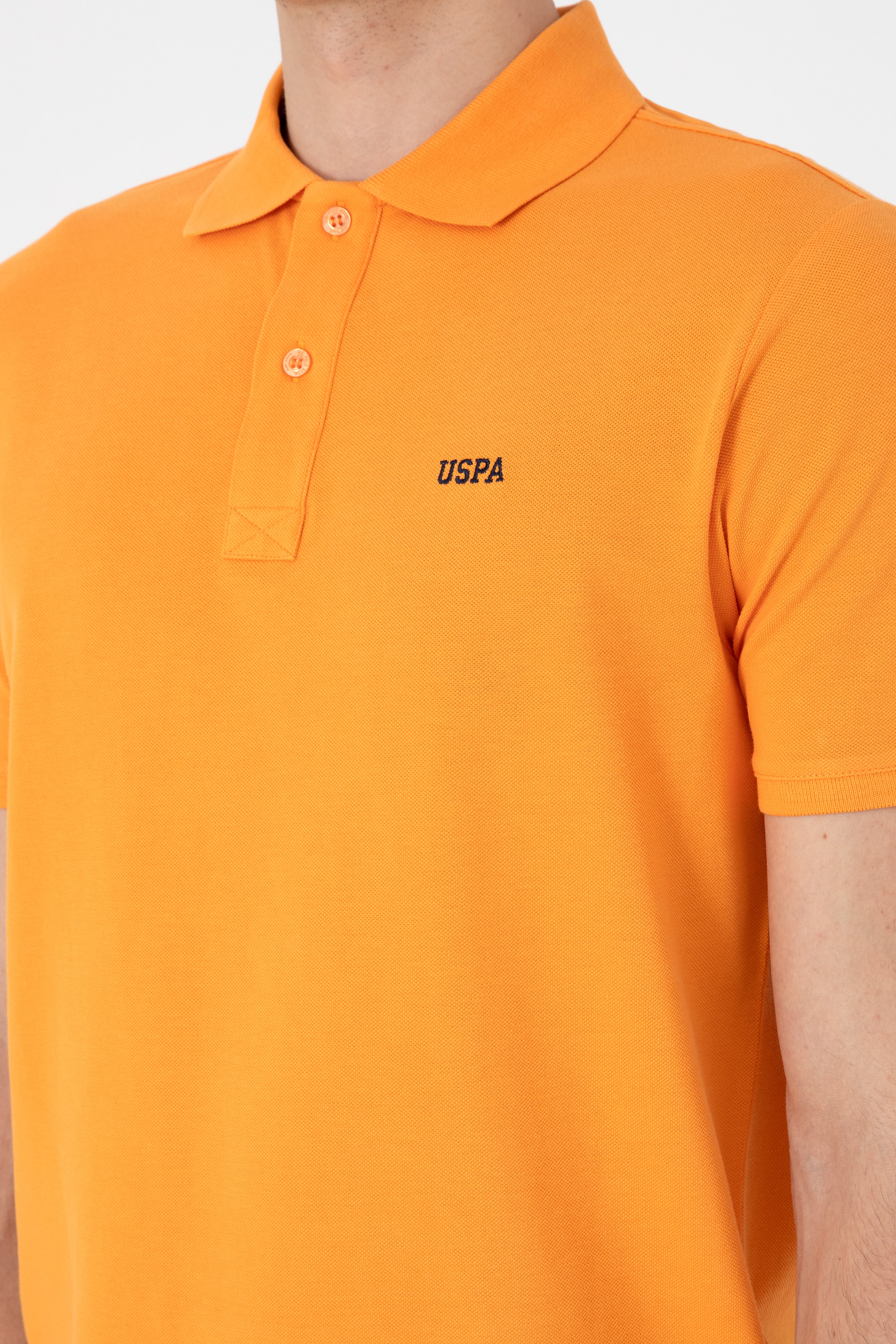 Erkek Regular Fit Polo Yaka Turuncu Basic Tişört - Image 7
