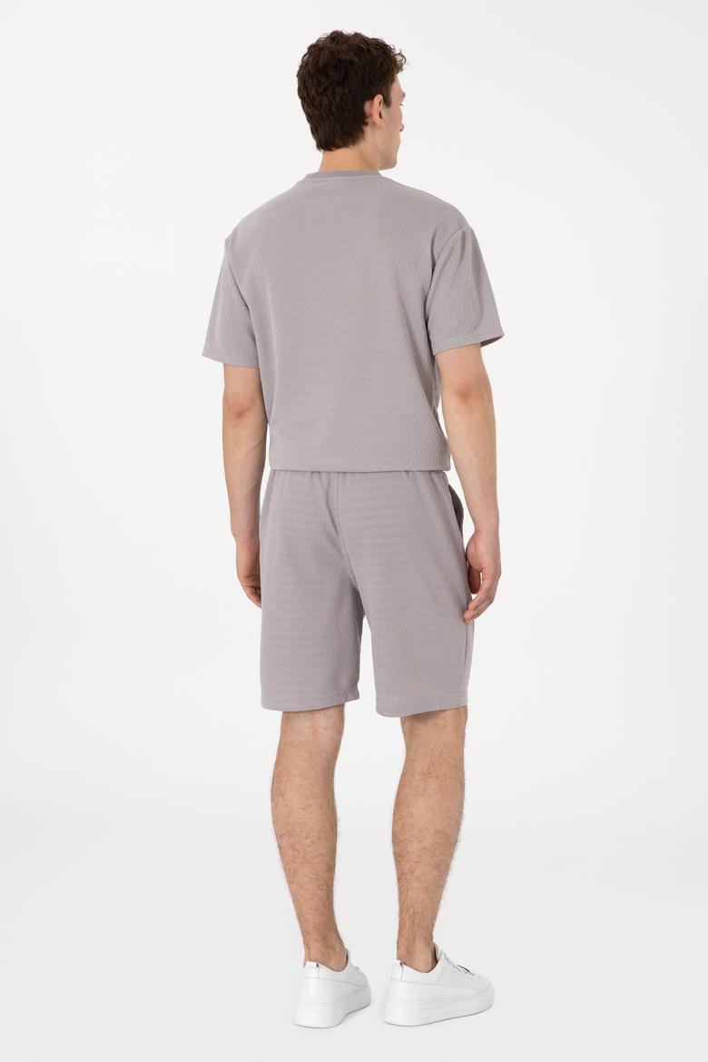Erkek Koyu Gri Örme Şort - 50308794030