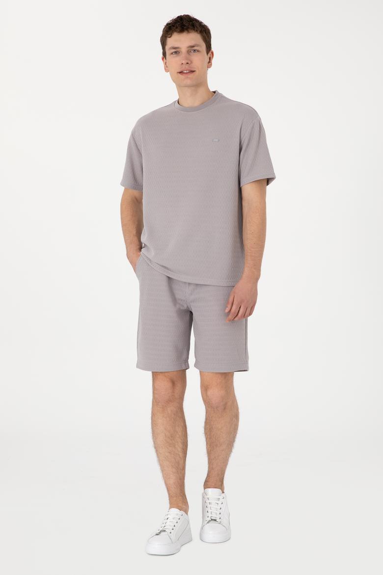 Erkek Koyu Gri Örme Şort