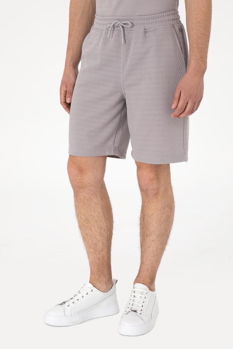 Erkek Koyu Gri Örme Şort - 50308794030