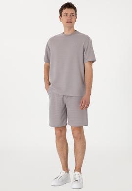 Erkek Comfort Fit Bisiklet Yaka Koyu Gri Tişört - 50308814027