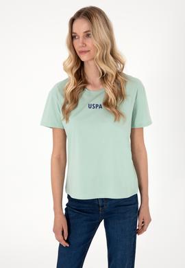 Kadın Su Yeşili Bisiklet Yaka Tişört - 50305824052