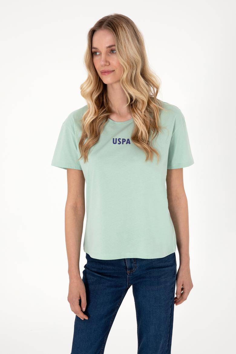 Kadın Su Yeşili Bisiklet Yaka Tişört - 50305824052