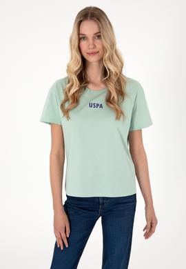 Kadın Su Yeşili Bisiklet Yaka Tişört - 50305824052