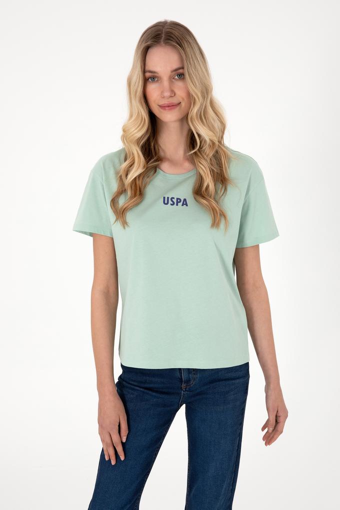 Kadın Su Yeşili Bisiklet Yaka Tişört