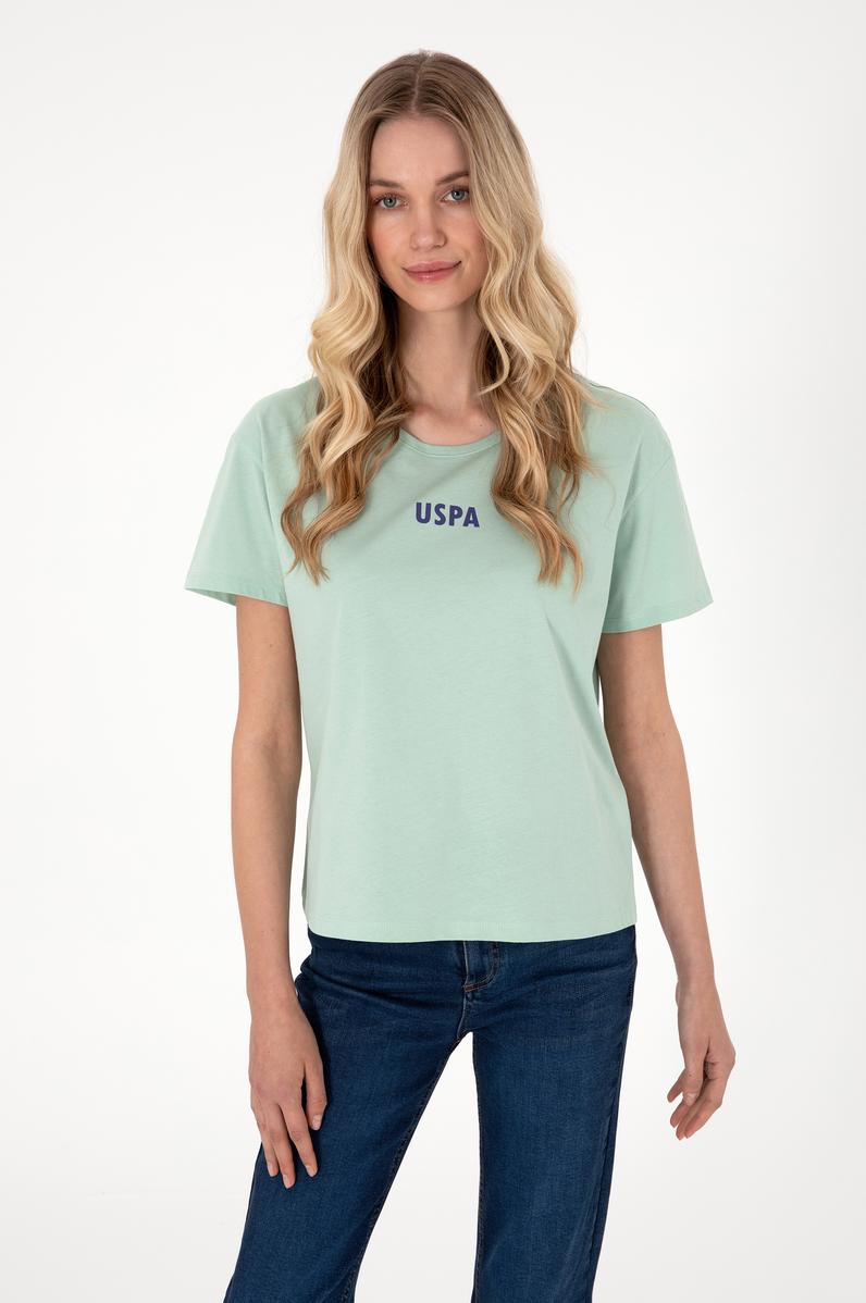 Kadın Su Yeşili Bisiklet Yaka Tişört