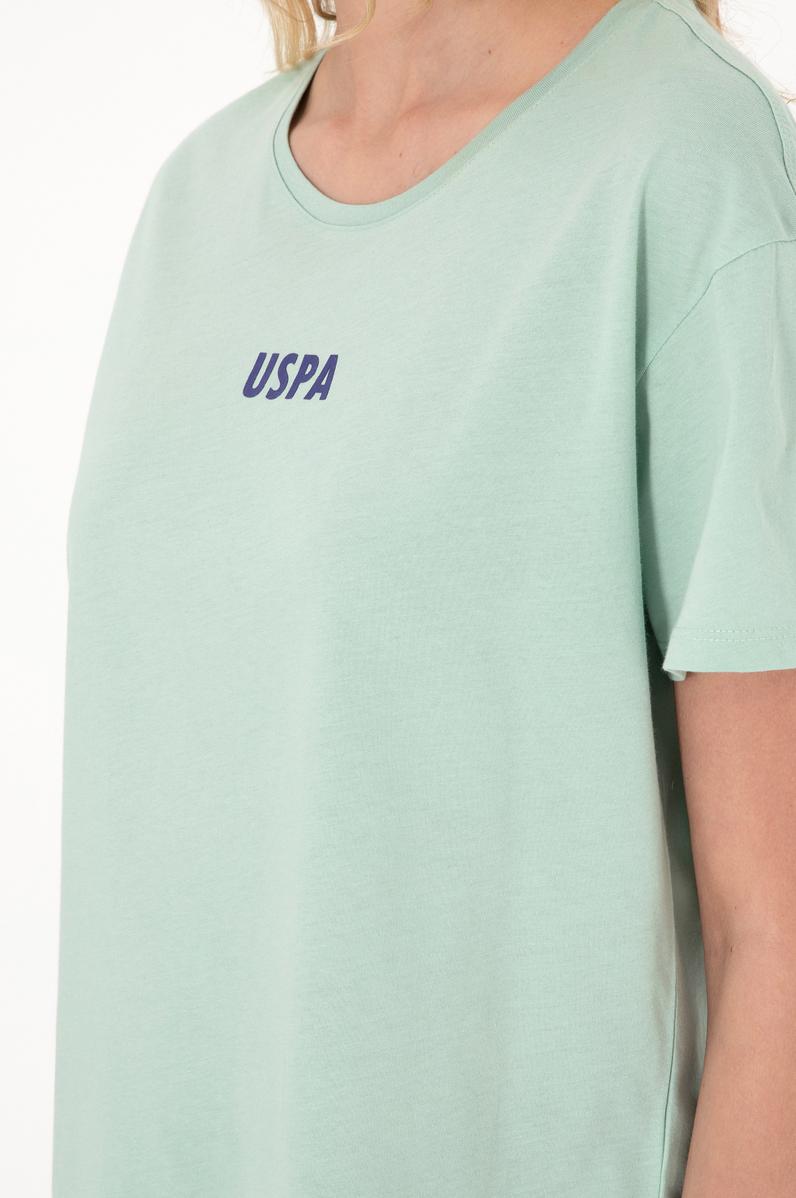 Kadın Su Yeşili Bisiklet Yaka Tişört