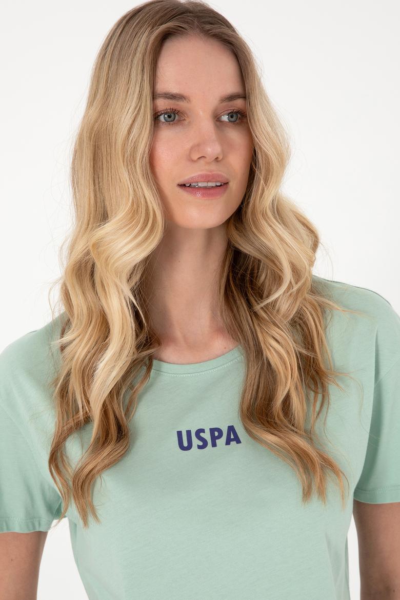 Kadın Su Yeşili Bisiklet Yaka Tişört - 50305824052