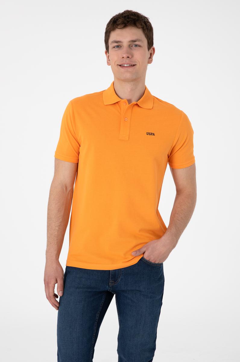 Erkek Regular Fit Polo Yaka Turuncu Basic Tişört
