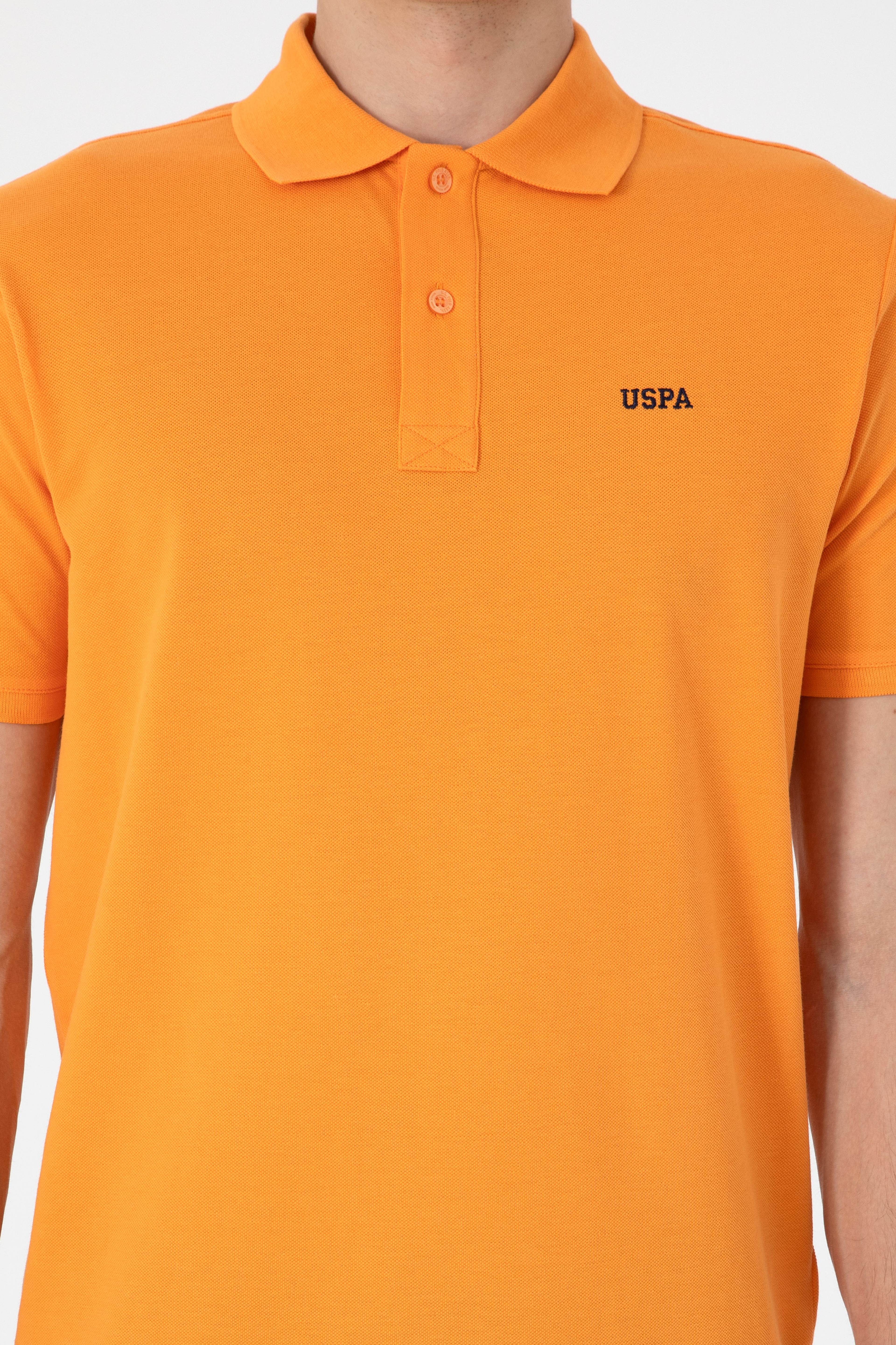 Erkek Regular Fit Polo Yaka Turuncu Basic Tişört - Image 6