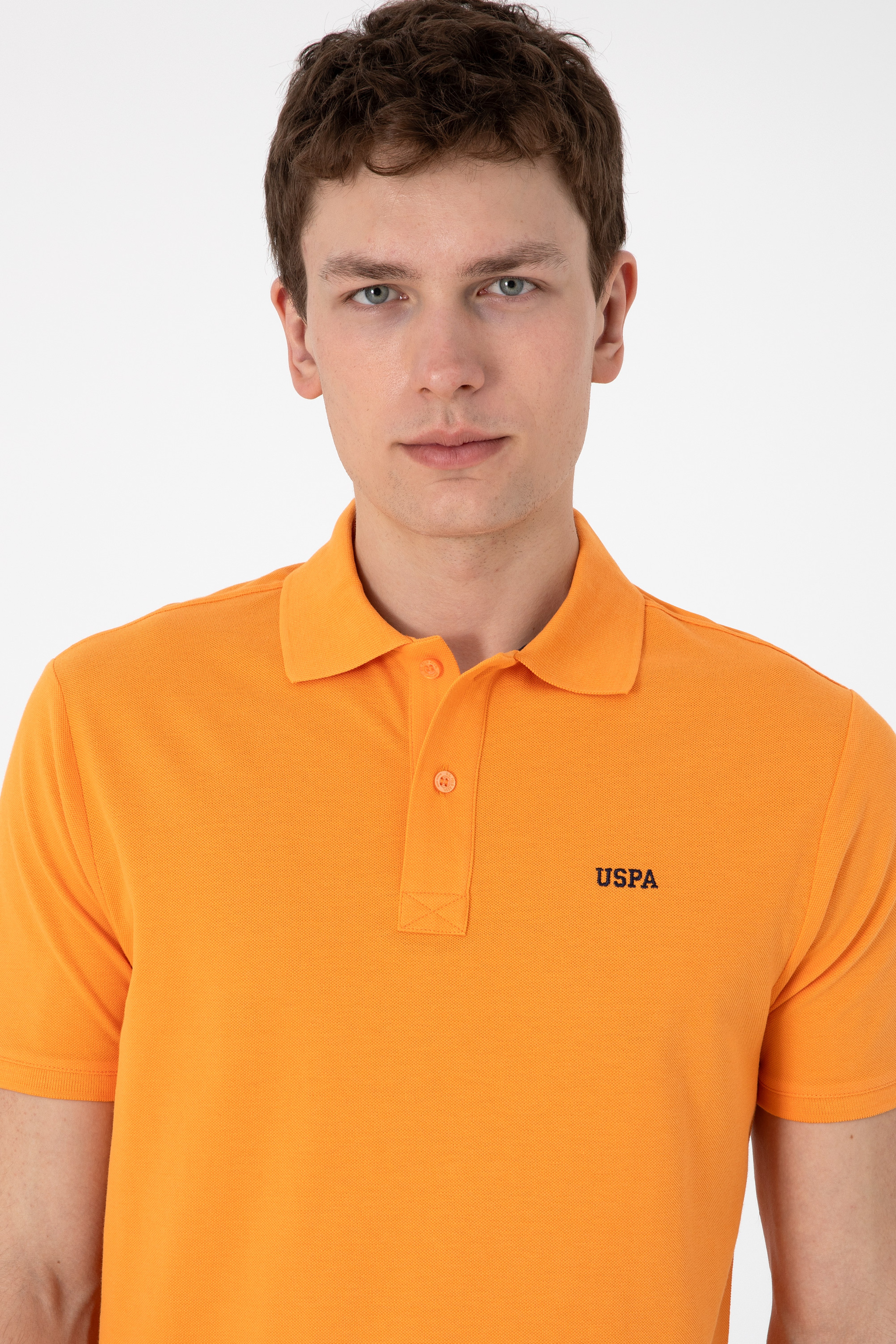 Erkek Regular Fit Polo Yaka Turuncu Basic Tişört