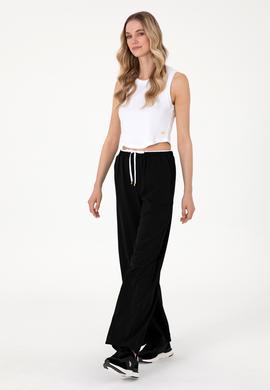 Kadın Siyah Bel Detaylı Loose Fit Kanvas Pantolon - 50309118003