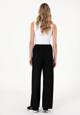 Kadın Siyah Bel Detaylı Loose Fit Kanvas Pantolon - 50309118003