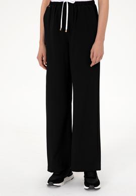 Kadın Siyah Bel Detaylı Loose Fit Kanvas Pantolon - 50309118003