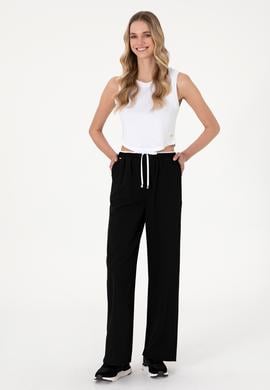 Kadın Siyah Bel Detaylı Loose Fit Kanvas Pantolon - 50309118003