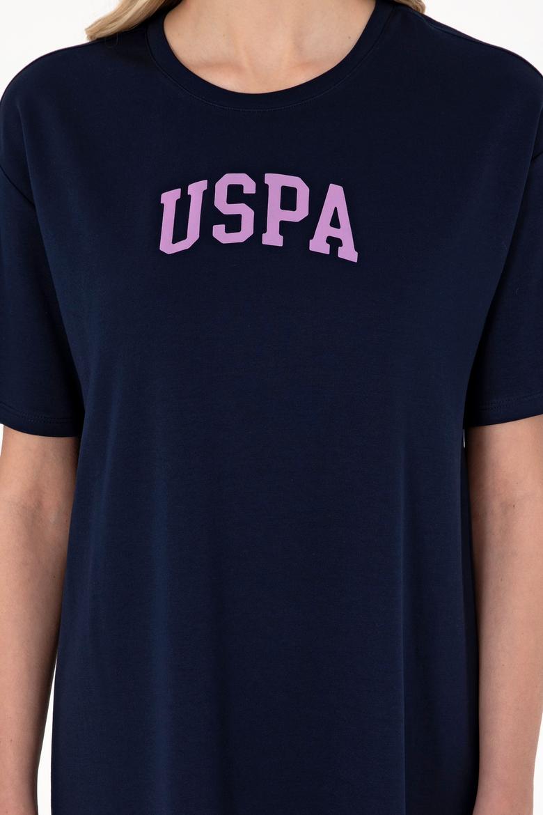 Kadın Lacivert Modal Karışımlı Bisiklet Yaka Mini Boy Örme Elbise - 50306675013