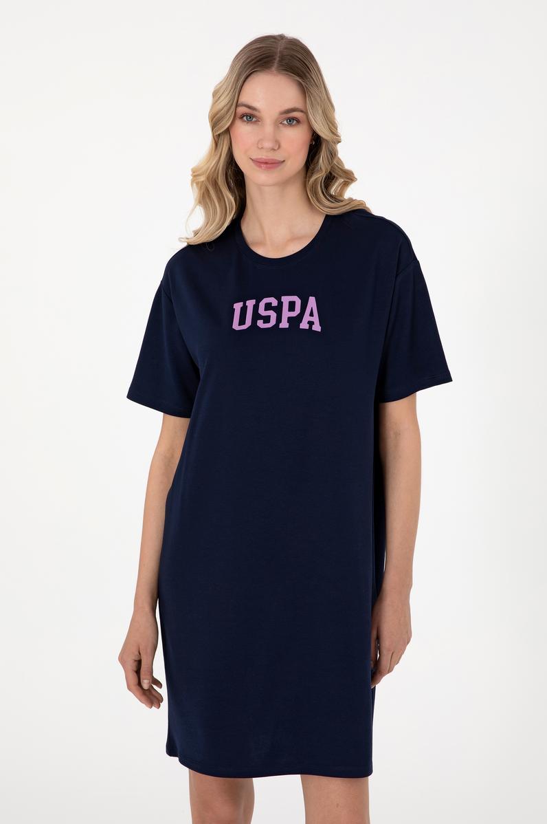 Kadın Lacivert Modal Karışımlı Bisiklet Yaka Mini Boy Örme Elbise