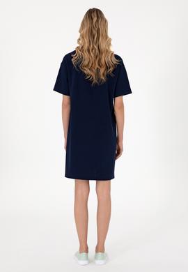 Kadın Lacivert Modal Karışımlı Bisiklet Yaka Mini Boy Örme Elbise - 50306675013