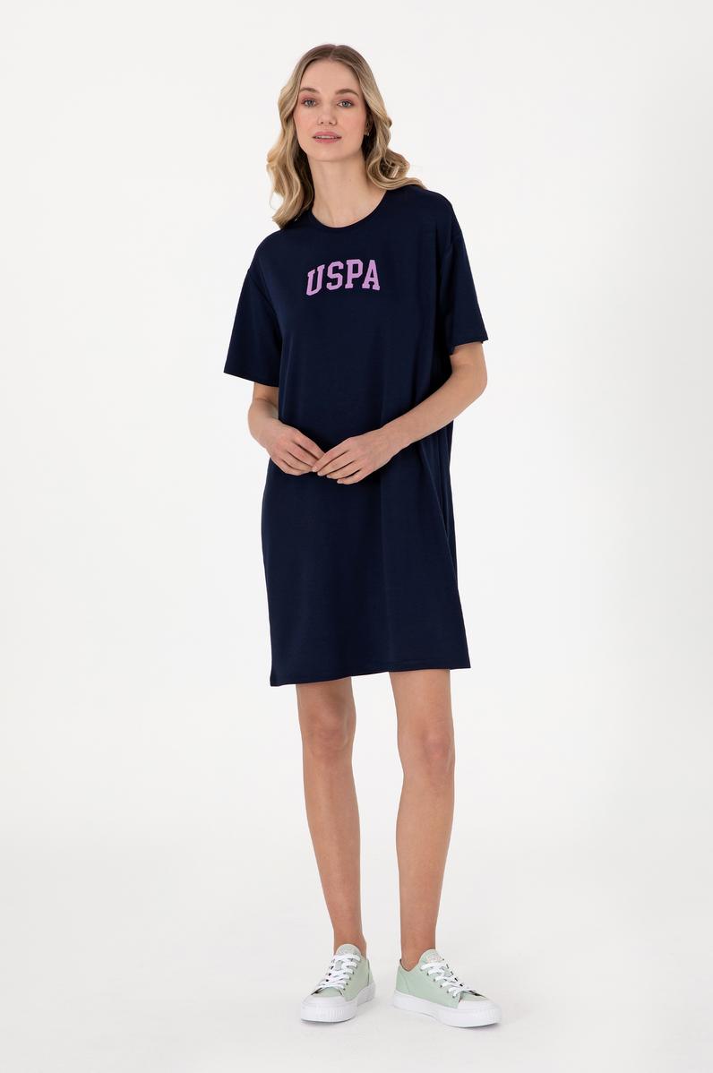 Kadın Lacivert Modal Karışımlı Bisiklet Yaka Mini Boy Örme Elbise