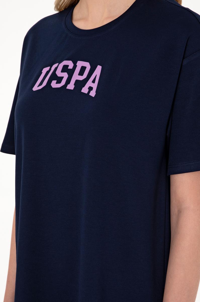 Kadın Lacivert Modal Karışımlı Bisiklet Yaka Mini Boy Örme Elbise