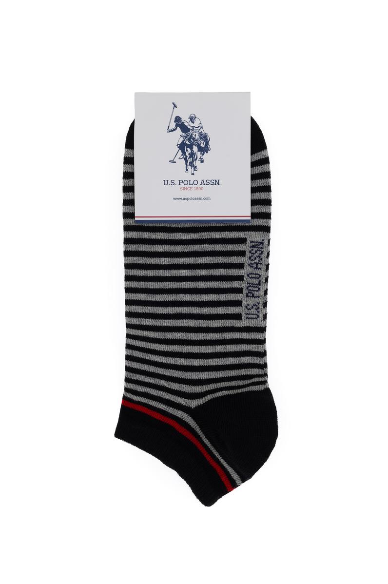 Erkek Siyah 2'li Gri Çizgili Patik Çorap