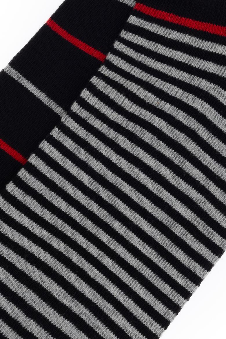 Erkek Siyah 2'li Gri Çizgili Patik Çorap - 50311355003